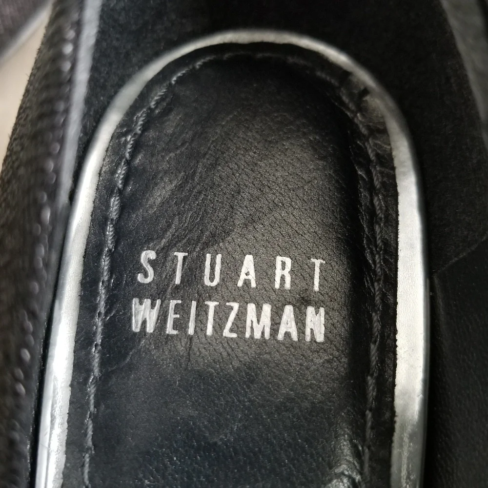 💥NEW💥STUART WEITZMAN Black Lizard Embossed Wedge - Picture 4 of 7